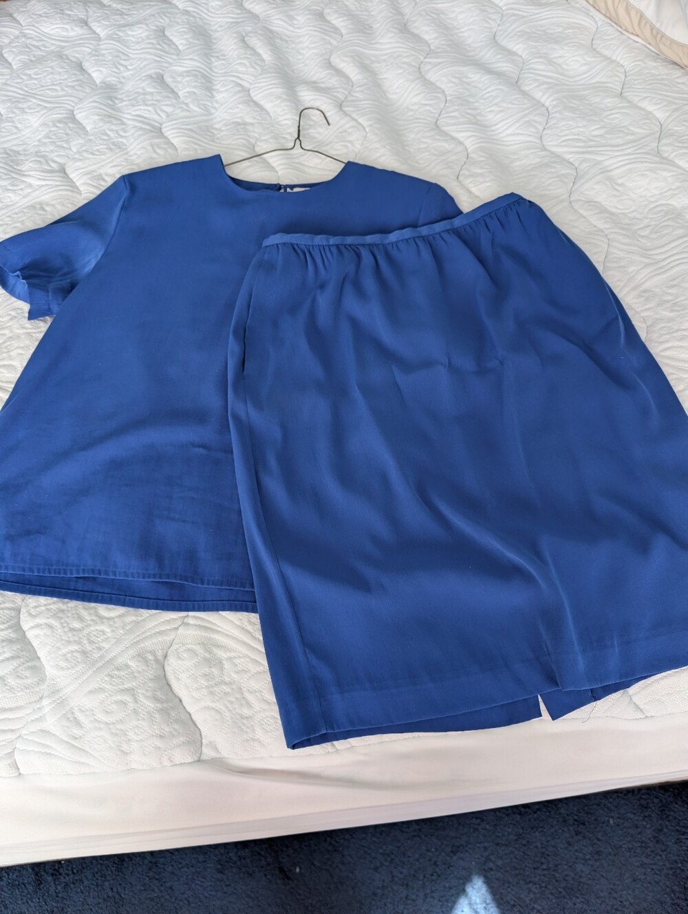 Women's Royal Blue Two-Piece Top and Skirt Set